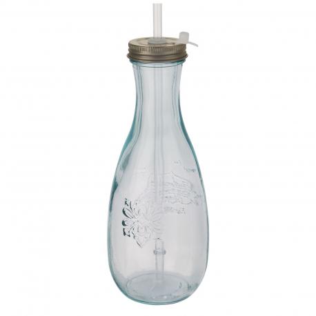 Botella de vidrio reciclado con pajita Polpa