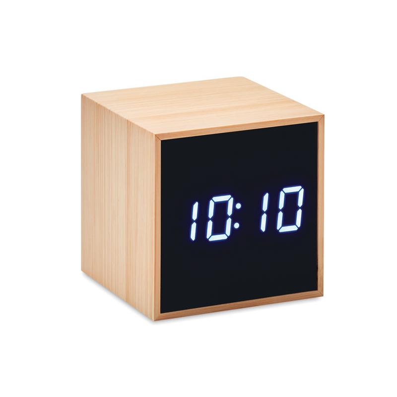 Reloj Sobremesa Madera con Termómetro / Relojes Publicitarios