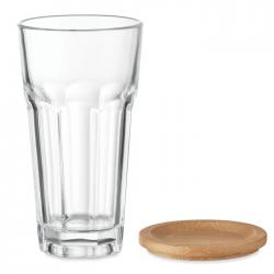 Vaso con tapa posavasos bambú Sempre