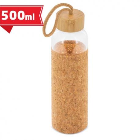 Botella cristal tapon bambu/corcho 