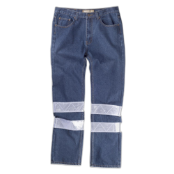 Pantalón vaquero con cintas refelctantes de 7 cm WORKTEAM B4007