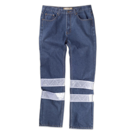 Pantalón vaquero con cintas refelctantes de 7 cm WORKTEAM B4007
