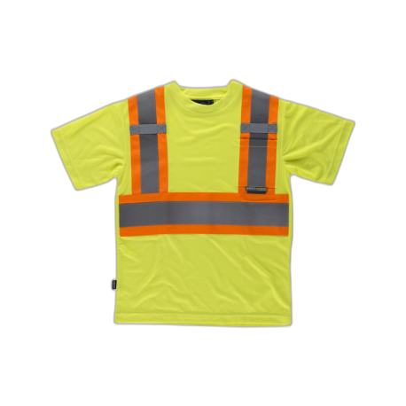 Camiseta manga corta con cintas reflectantes combinadas WORKTEAM C3645