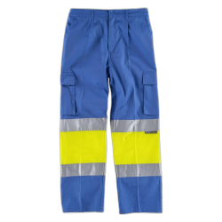 Pantalón con 2 cintas de alta visibilidad y reflectante, refuerzos y multibolsillos