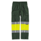 Pantalón con 2 cintas de alta visibilidad y reflectante WORKTEAM C4018 Ref.WTC4018-VERDE OSCURO/AMARILLO AV