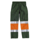 Pantalón con 2 cintas de alta visibilidad y reflectante WORKTEAM C4018 Ref.WTC4018-VERDE OSCURO/NARANJA AV