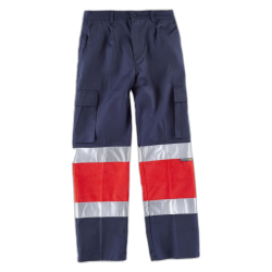 Pantalón multibolsillos con dos cintas de alta visibilidad WORKTEAM C4057