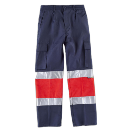 Pantalón multibolsillos con dos cintas de alta visibilidad WORKTEAM C4057