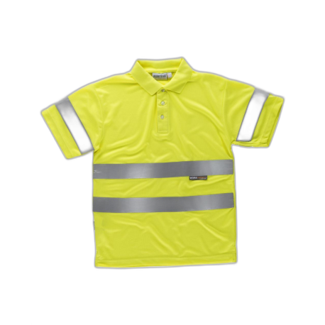Polo manga corta alta visibilidad cintas reflectantes en torso y mangas WORKTEAM C3880