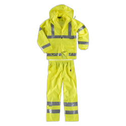 Conjunto de alta visibilidad de pantalón y chaqueta impermeables WORKTEAM S2010