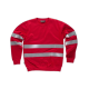 Sudadera cuello redondo con cintas reflectantes en torso y mangas WORKTEAM C9031 Ref.WTC9031-ROJO