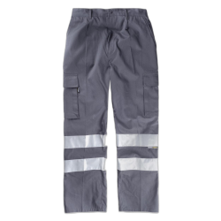 Pantalón de algodón con cintura elástica, multibolsillos y 2 cintas reflectantes