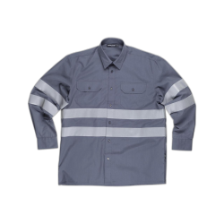 Camisa manga larga con 2 bolsos de pecho y cintas reflectantes WORKTEAM B8007
