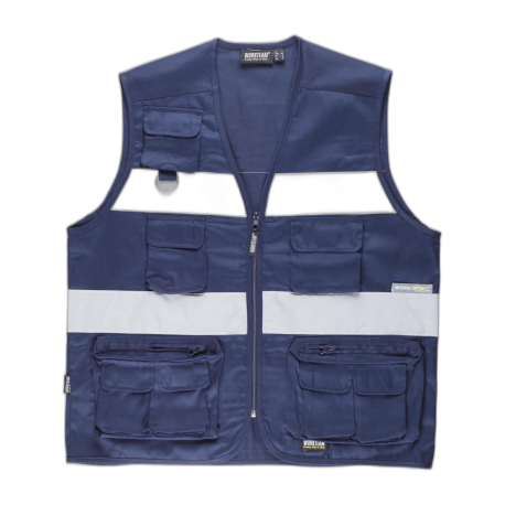 Chaleco tipo safari multibolsillos con 2 cintas reflectantes WORKTEAM S3107