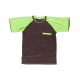 Camiseta de manga corta con mangas a contraste y bolsillo en pecho WORKTEAM WF1016 Ref.WTWF1016-MARRON/VERDE LIMA