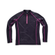 Sudadera tejido elastico lisa con costuras a contraste y media cremallera WORKTEAM S7555 Ref.WTS7555-NEGRO/ROSA FLUOR