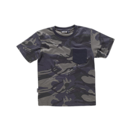 Camiseta camuflaje manga corta combinada con negro WORKTEAM S8520