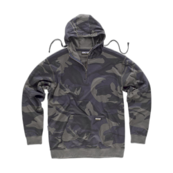 Sudadera de camuflaje con capucha, combinada con negro