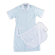 Bata de manga corta con botones y un bolso y mandil corto blanco con 2 bolsillos WORKTEAM B6300 Ref.WTB6300-CELESTE/BLANCO