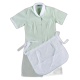 Bata de manga corta con botones y un bolso y mandil corto blanco con 2 bolsillos WORKTEAM B6300 Ref.WTB6300-VERDE CLARO/BLANCO