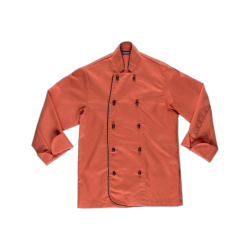 Chaqueta cocina unisex con botones de seguridad y vivos a contraste