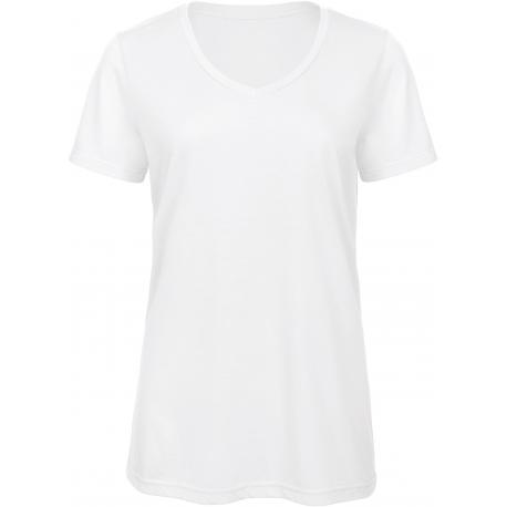 Camiseta Triblend cuello de pico de mujer