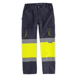Pantalón elástico con 2 cintas de alta visibilidad y reflectantes WORKTEAM C3218