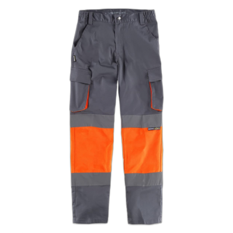 Pantalón elástico con 2 cintas de alta visibilidad y reflectantes WORKTEAM C3218