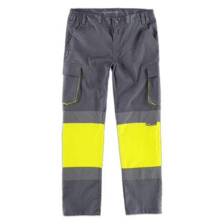 Pantalón elástico con 2 cintas de alta visibilidad y reflectantes WORKTEAM C3218