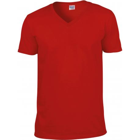 Camiseta de algodón softstyle cuello de pico hombre