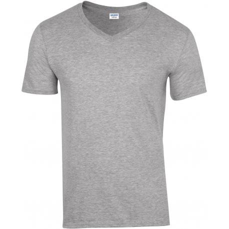 Camiseta de algodón softstyle cuello de pico hombre