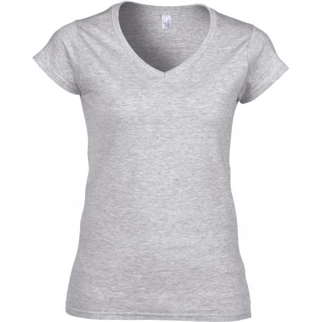 Camiseta de algodón softstyle cuello de pico mujer