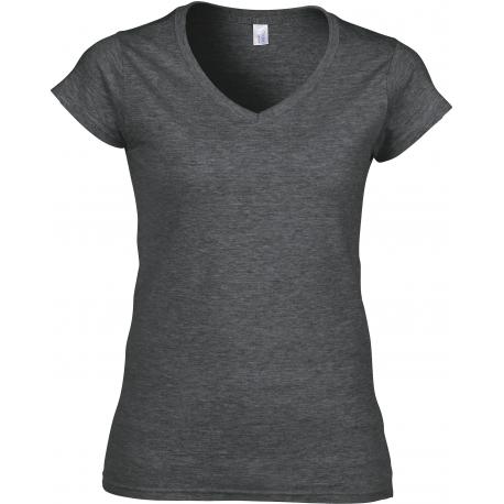 Camiseta de algodón softstyle cuello de pico mujer
