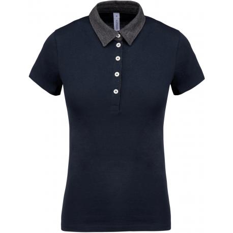 Polo jersey bicolor mujer