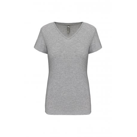 Camiseta con elastano y cuello de pico para mujer