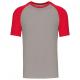 Camiseta Baseball bicolor de manga corta Ref.TTK330-GRIS CLARO/ROJO