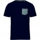Camiseta de algodón orgánico con bolsillo Ref.TTK375-MARINA/BREZO GRIS