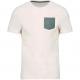 Camiseta de algodón orgánico con bolsillo Ref.TTK375-CREMA/BREZO GRIS