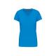 Camiseta de manga cota y cuello de pico mujer Ref.TTK381-AZUL TROPICAL