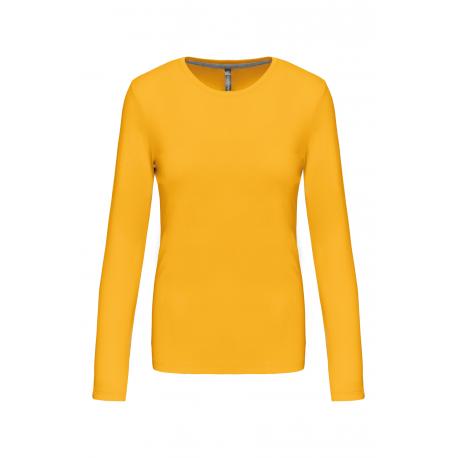 Camisetas de manga larga de gran tamaño para mujer, holgadas, informales,  cuello redondo, blusa suave, camiseta casual para mujer (amarillo, M)