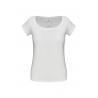 Camiseta de algodón con cuello de barco para mujer