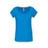 Camiseta de algodón con cuello de barco para mujer