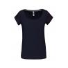 Camiseta de algodón con cuello de barco para mujer