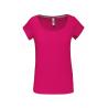 Camiseta de algodón con cuello de barco para mujer