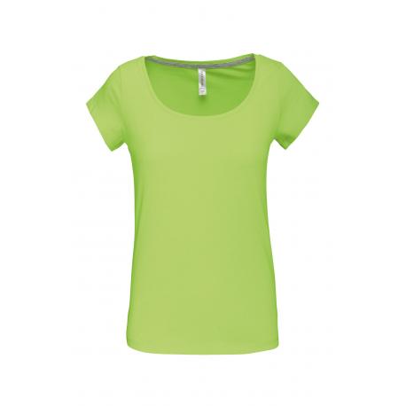 Camiseta de algodón con cuello de barco para mujer