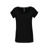 Camiseta de algodón con cuello de barco para mujer