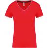 Camiseta de punto piqué y cuello de pico para mujer