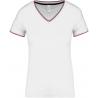 Camiseta de punto piqué y cuello de pico para mujer