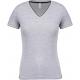 Camiseta de punto piqué y cuello de pico para mujer Ref.TTK394-OXFORD GRAY/NAVY/WHITE