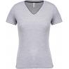 Camiseta de punto piqué y cuello de pico para mujer